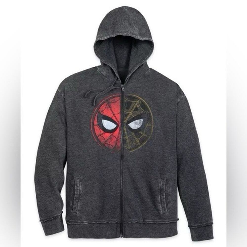 NWOT Disney Marvel Spiderman Men's No Way Home Hoodie Full Zip Gray Size Large